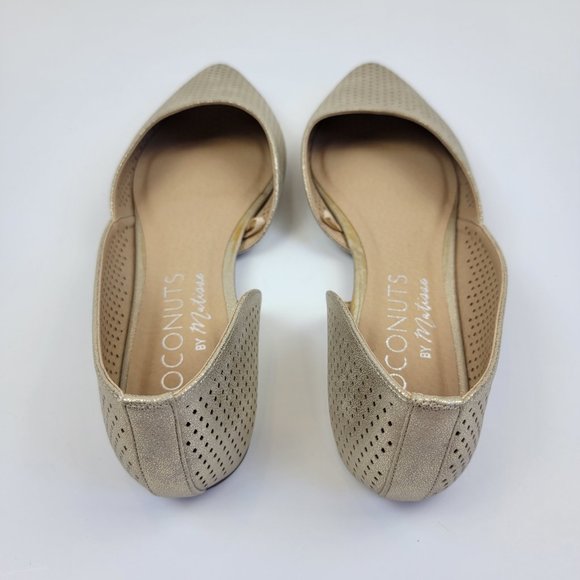 Coconuts by Matisse Gold Perforated D'orsay Pointed Toe Flats NWOT Size 8 - Picture 4 of 7